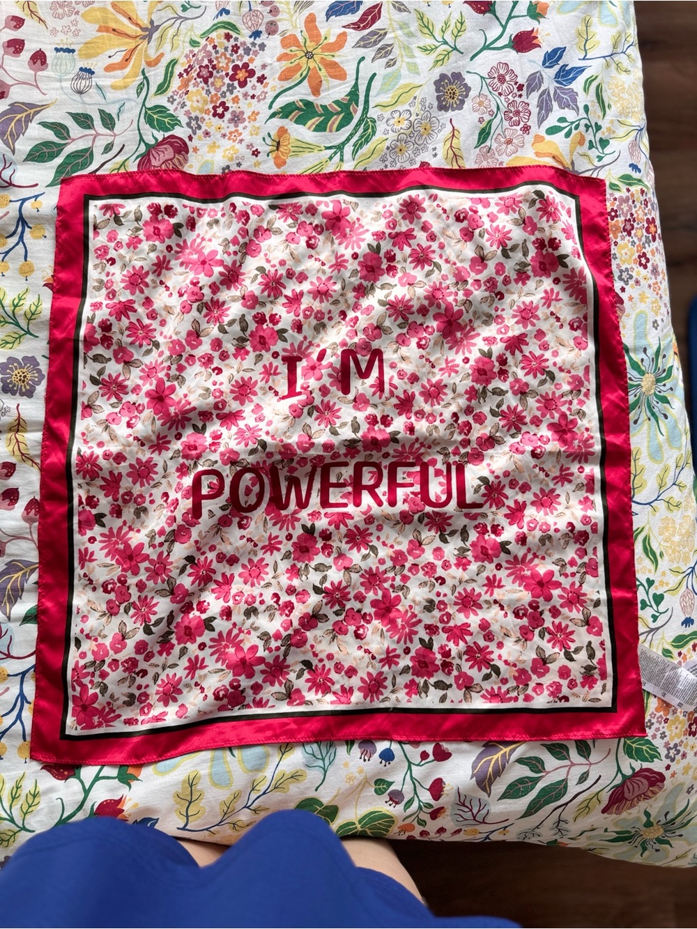 I'm Powerful Pink Floral Square Scarf